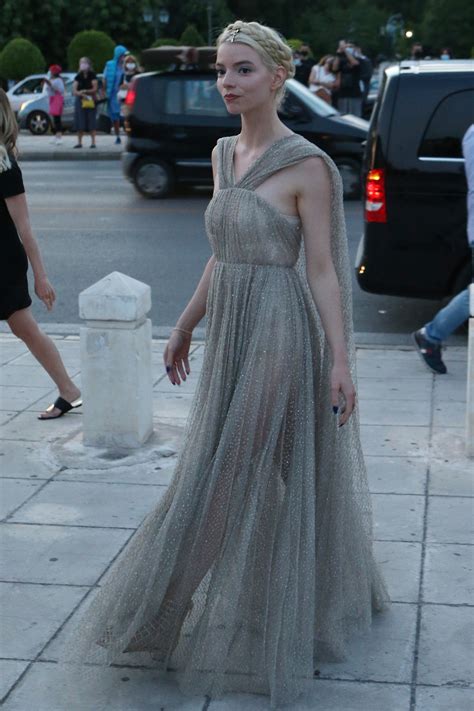 Anya Taylor Joy Is A Grecian Goddess In Gold Dior Dress And Sandals