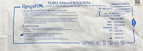 TUBO ENDOTRAQUEAL C GLOBO 8 0 TIPO ESTANDAR 40 FR Human Haim