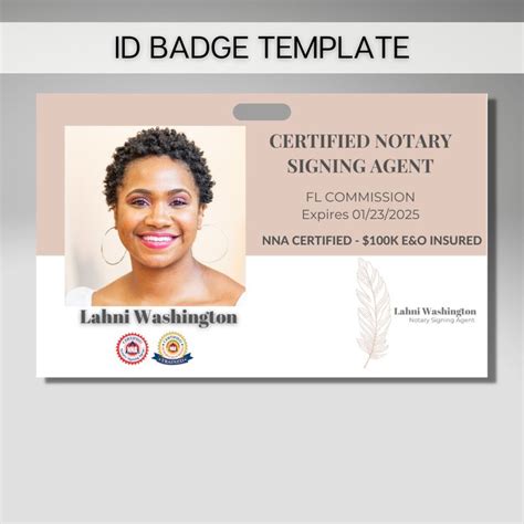 Id Badge Template For Notary Signing Agents Id Badge For Loan Signing