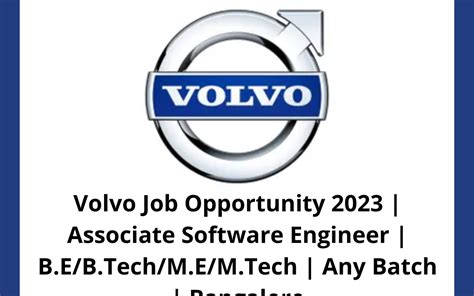 Volvo Job Opportunity 2023 Associate Software Engineer B E B Tech M