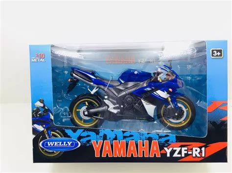 Miniatura Moto Yamaha Yzf R1 Azul 1 10 Welly Parcelamento Sem Juros