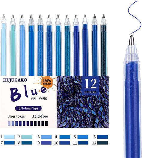 Amazon Hujugako Blue Gel Pens Glitter Metallic Crystal Pastel