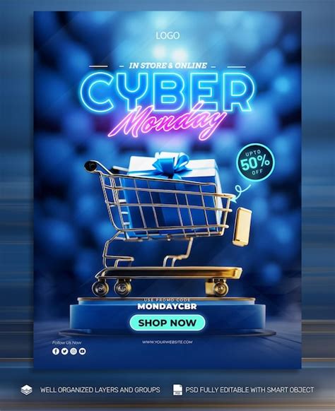 Psd Gratis Cyber Monday P Ster Y Folleto Promocional Tamplates De Redes