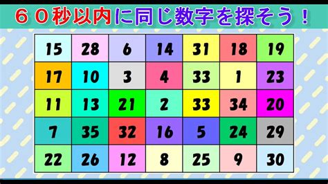 【脳トレ】同じ数字を探しクイズ（148）：数字クイズで高齢者認知症対策！ Youtube