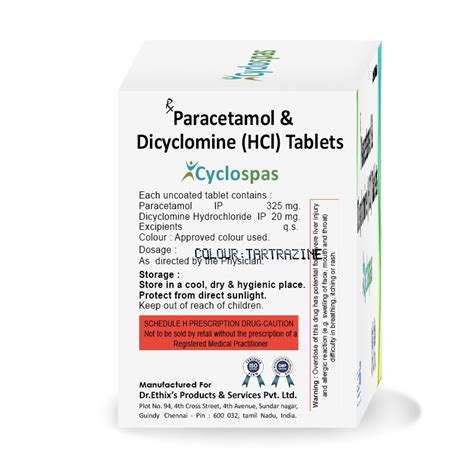 Cyclospas Dicyclomine Mg Paracetamol Mg Ethix In