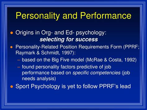 Ppt The Role Of Personality In Sport Conceptual And Methodological