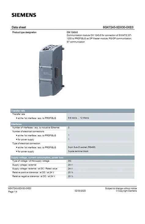 Siemens Simatic S Cm Profibus Dp Master Gk Dx Xe