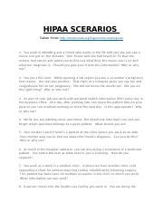 HIPAA Scenarios Docx HIPAA SCERARIOS Taken From Tooeleschools