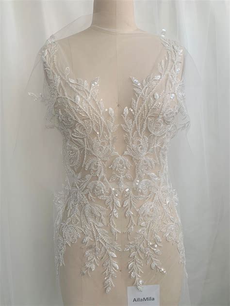 Oversize Luxury Quality Light Ivory Beaded And Sequined Bridal Lace