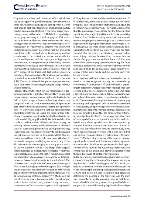 Application of piezosurgery osteotomy in cervical laminoplasty