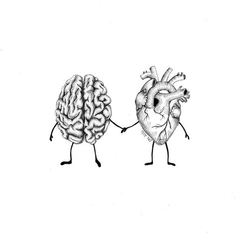 Line Art Drawings Heart Brain