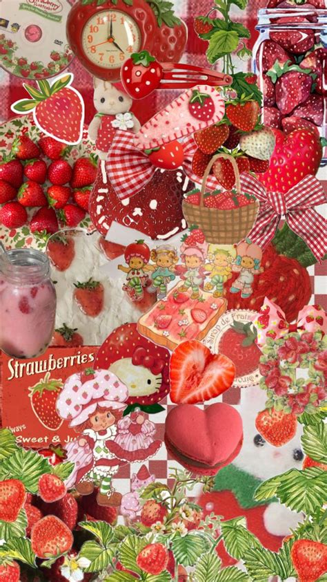 Strawberries Strawberryshortcake 🍓 ️☺️ In 2024 Strawberry Shortcake Bow Wallpaper Red