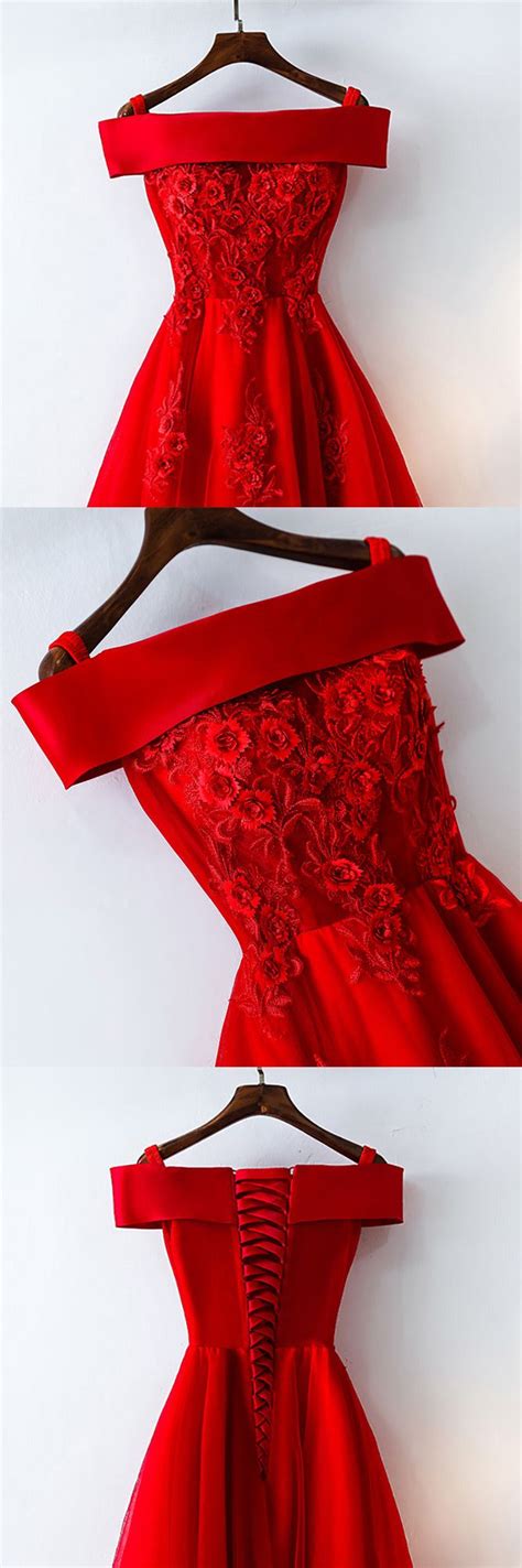 Short Off Shoulder Red Lace Bridal Party Dress Vestidos De Fiesta