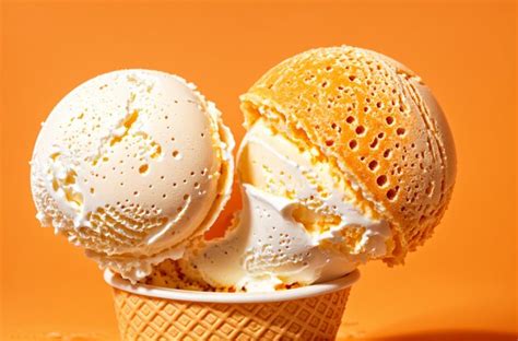 Premium Ai Image Frozen Delight Vanilla Ice Cream Swirls In Waffle Cone