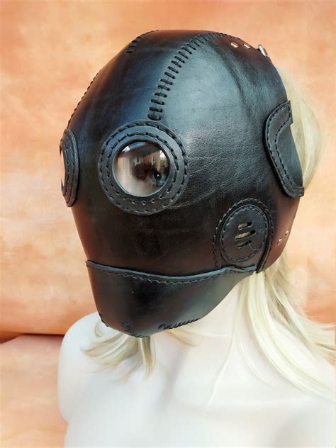 Black Leather Bdsm Mask Facemask Sew Toy Mask Sex Etsy