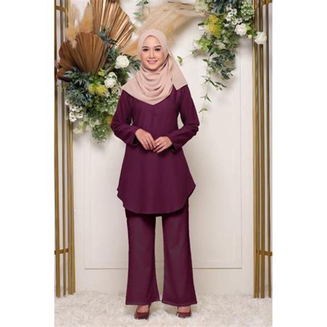 Baju Muslimah Blouse Suit Set Suit Plain Baju Seluar Palazu Hot Selling Design Baju Viral