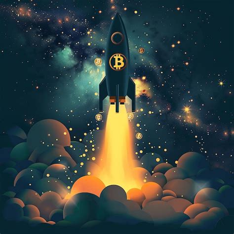 Premium Photo A Rocket Launching With A Bitcoin Logo