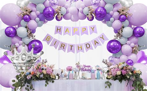 Décorations anniversaire violet MMTX Kit guirlande arc ballons violet