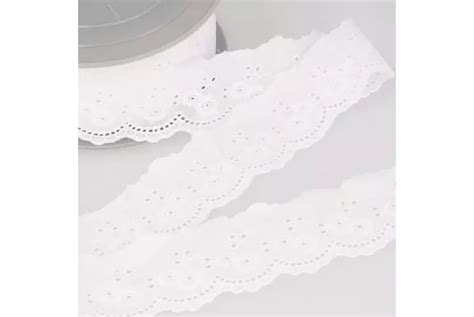 Ruban Broderie Anglaise Fleurs Mm Blanc