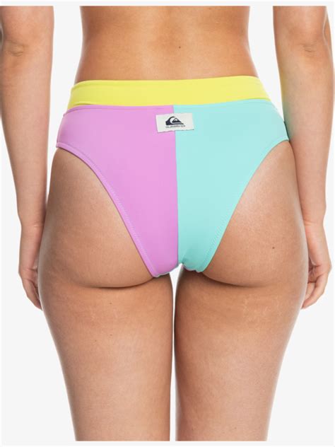 Color Block High Waist Bikini Bottoms For Women Quiksilver