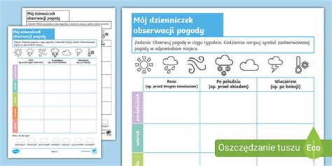 Pogoda Karta Pracy Obserwacja Pogody Dzienniczek