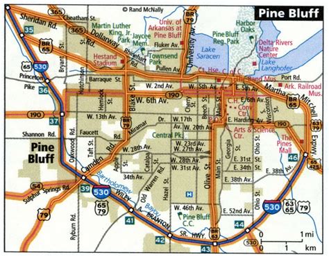 Pine Bluff City Road Map For Truck Drivers Toll And Free Highways Map Usa