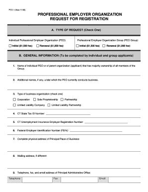 Fillable Online Ctdol State Ct Peo Connecticut Department Of Labor