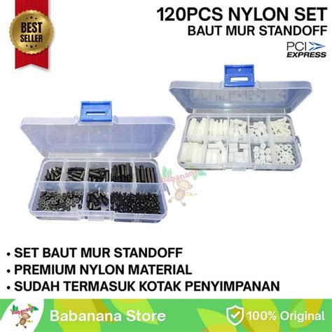 Jual 120Pcs Nylon M2 Hex Screw Standoff Spacer Set Baut Mur Kit Putih