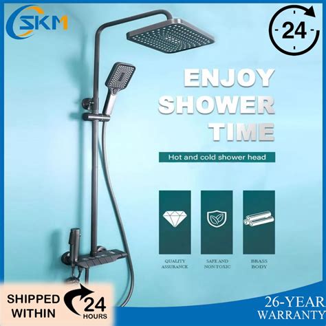 Gray Shower Set Stainless Steel Hot And Cold Rain Shower Set With Faucet Bathroom Shower Head