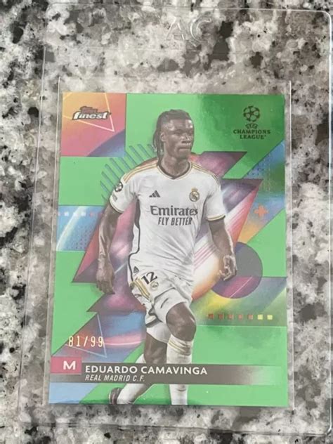 2023 24 TOPPS FINEST UEFA Eduardo Camavinga 99 réfracteur vert EUR 1 87