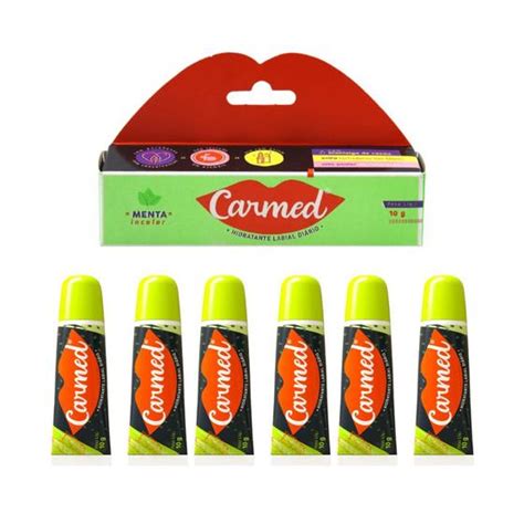 Kit 6 Carmed Sabor Menta 10g Cada Hidratante Labial Reparador Gel