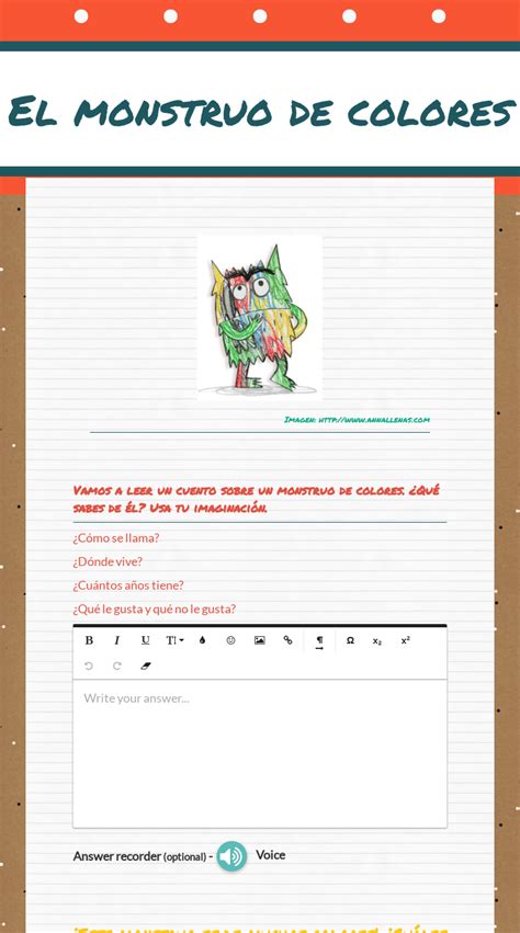 El Monstruo De Colores Interactive Worksheet By Monica Souto Wizer Me