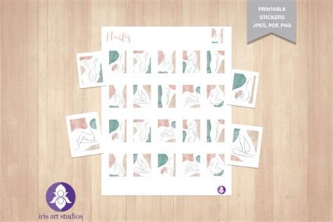 Printable Nude Line Art Stickers Graphic By Iris Art Studios Creative Fabrica