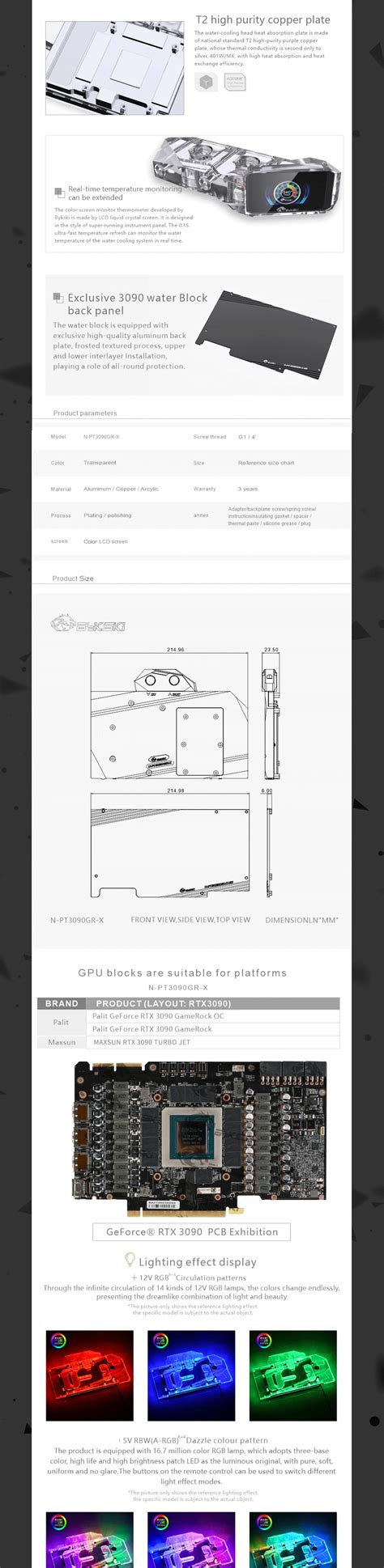 Bykski Gpu Block For Palit Rtx Ti Gamerock Oc Full Cover With