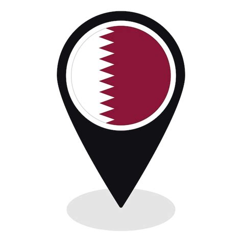 Bandera De Qatar En El Mapa Icono De Punto Exacto Aislado Bandera De