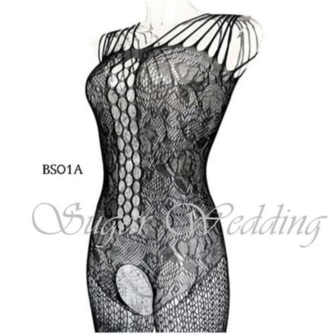 Jual BODY STOCKING SEKSI LINGERIE JARING OPEN CROTCH HITAM BS01A Kota Surabaya Sugar