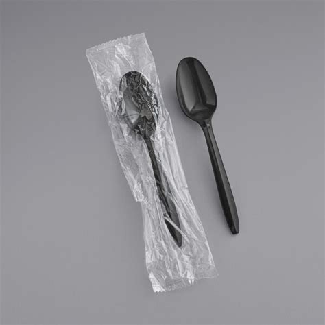 Choice Individually Wrapped Medium Weight Black Polypropylene Plastic