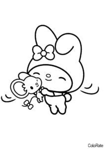 Раскраска Май Мелоди с клубничкой распечатать - Onegai My Melody