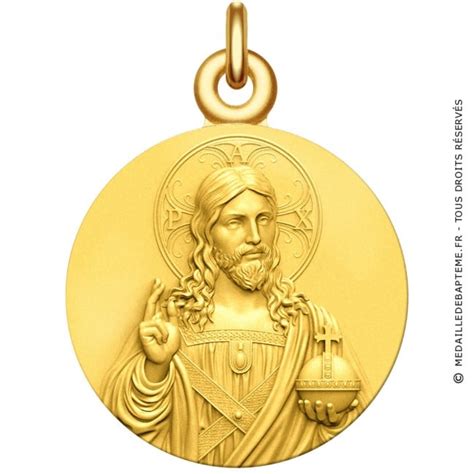 Médaille bapteme Saint Christophe et Jesus en or frappée en France