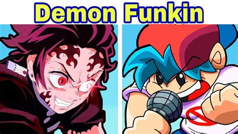 Friday Night Funkin Demon Funkin Unlabeled Anime Mod Demon Slayer Version Full Week Fnf Mod