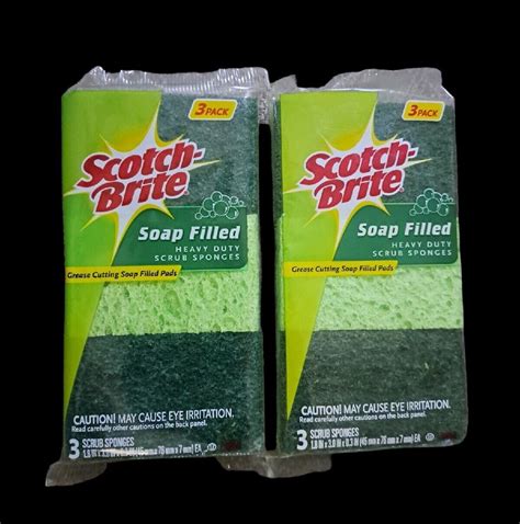 Scotch Brite Soap Filled Heavy Duty Scrub Sponges Pack Rescue Pad