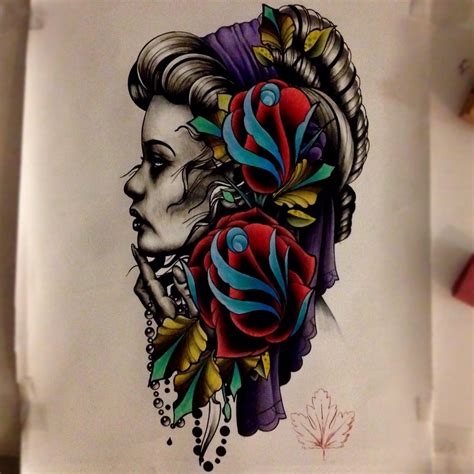 Gypsy Face Neo Traditional Tattoo Design Cotyvtattoo Flickr