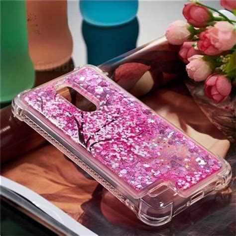 Pink Cherry Blossom Dynamic Liquid Glitter Sand Quicksand Star Tpu Case