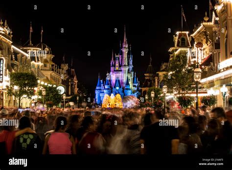 Walt Disney World Parade at night & fireworks Orlando Florida USA Stock ...