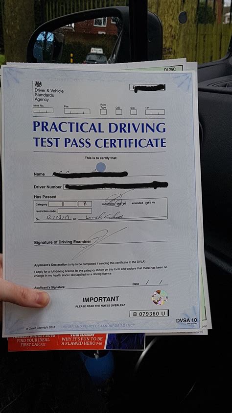 Theory Test Pass Certificate