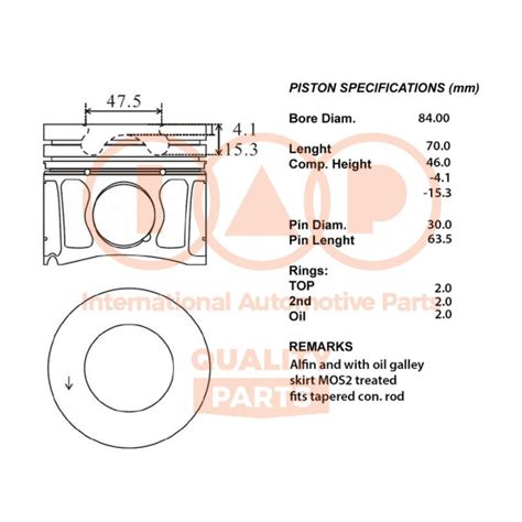 Piston With Rings And Pin Iap Quality Parts