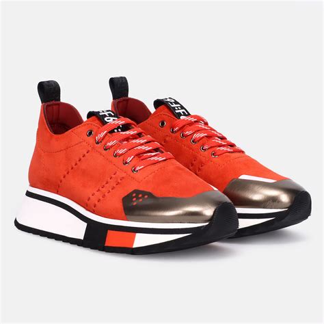 Fabi F65 women's fashion sneaker in red suede