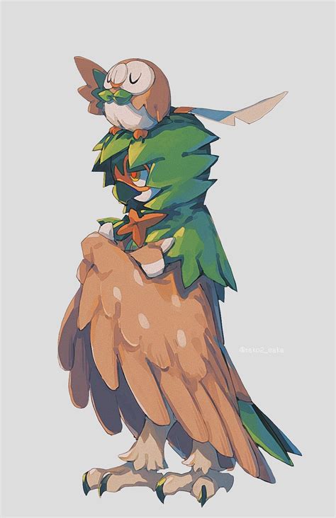 Rowlet And Decidueye Pokemon Drawn By Tako2eaka Danbooru