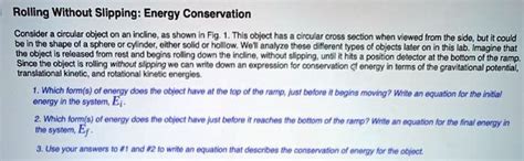 SOLVED Rolling Without Slipping Energy Conservation Considor Circular