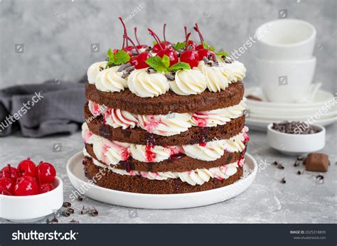 Naked Black Forest Cake Schwarzwald Pie Stock Photo Shutterstock